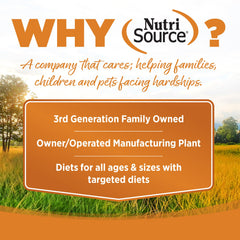 NutriSource serving dish shows kibble ready for mealtime energy.