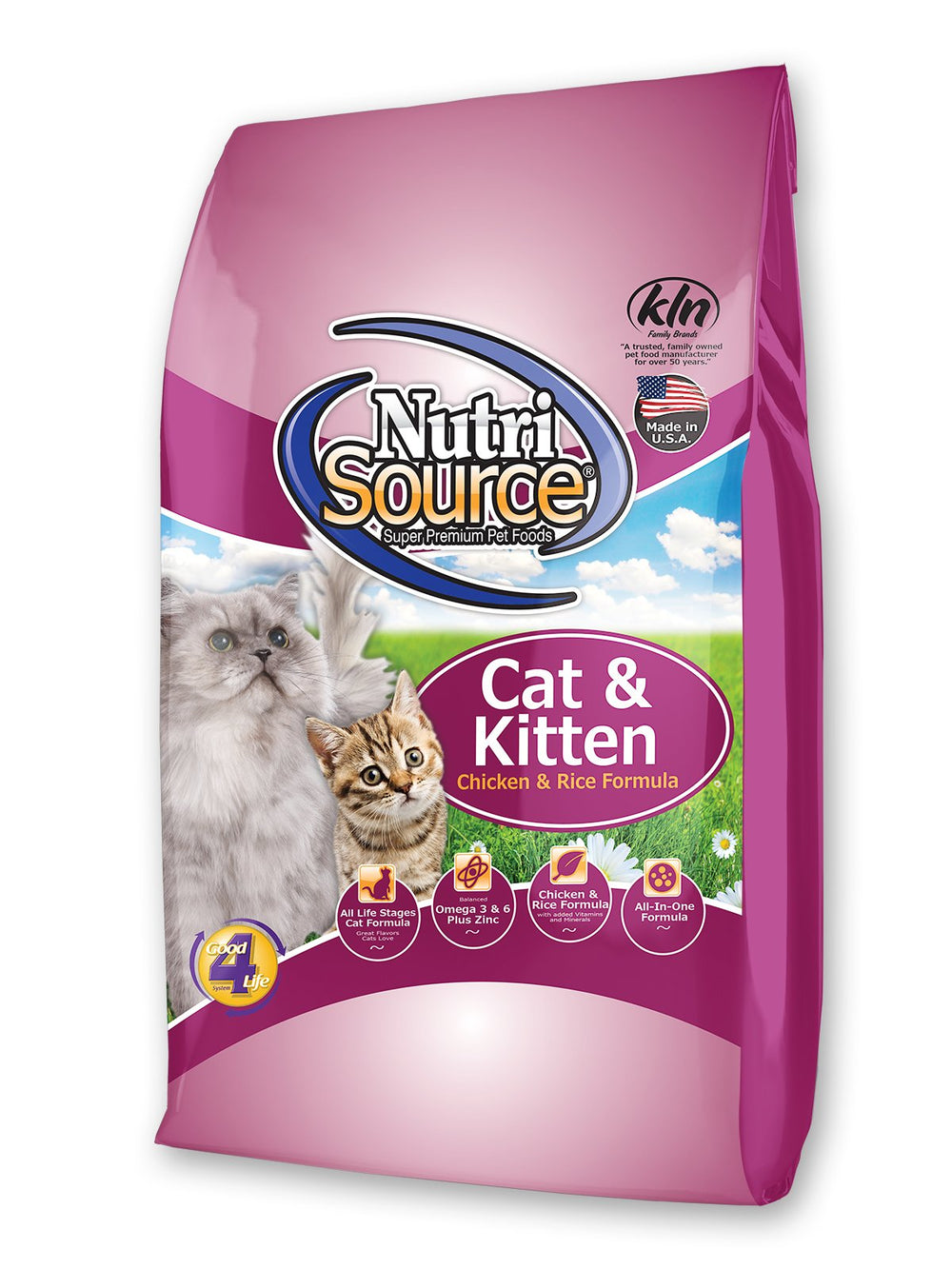 NutriSource Chicken and Rice Cat/Kitten Food bag for balanced daily meals