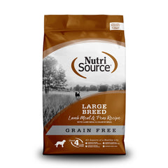 NutriSource grain-free large-breed bag front showcasing protein-rich formula for healthy digestion