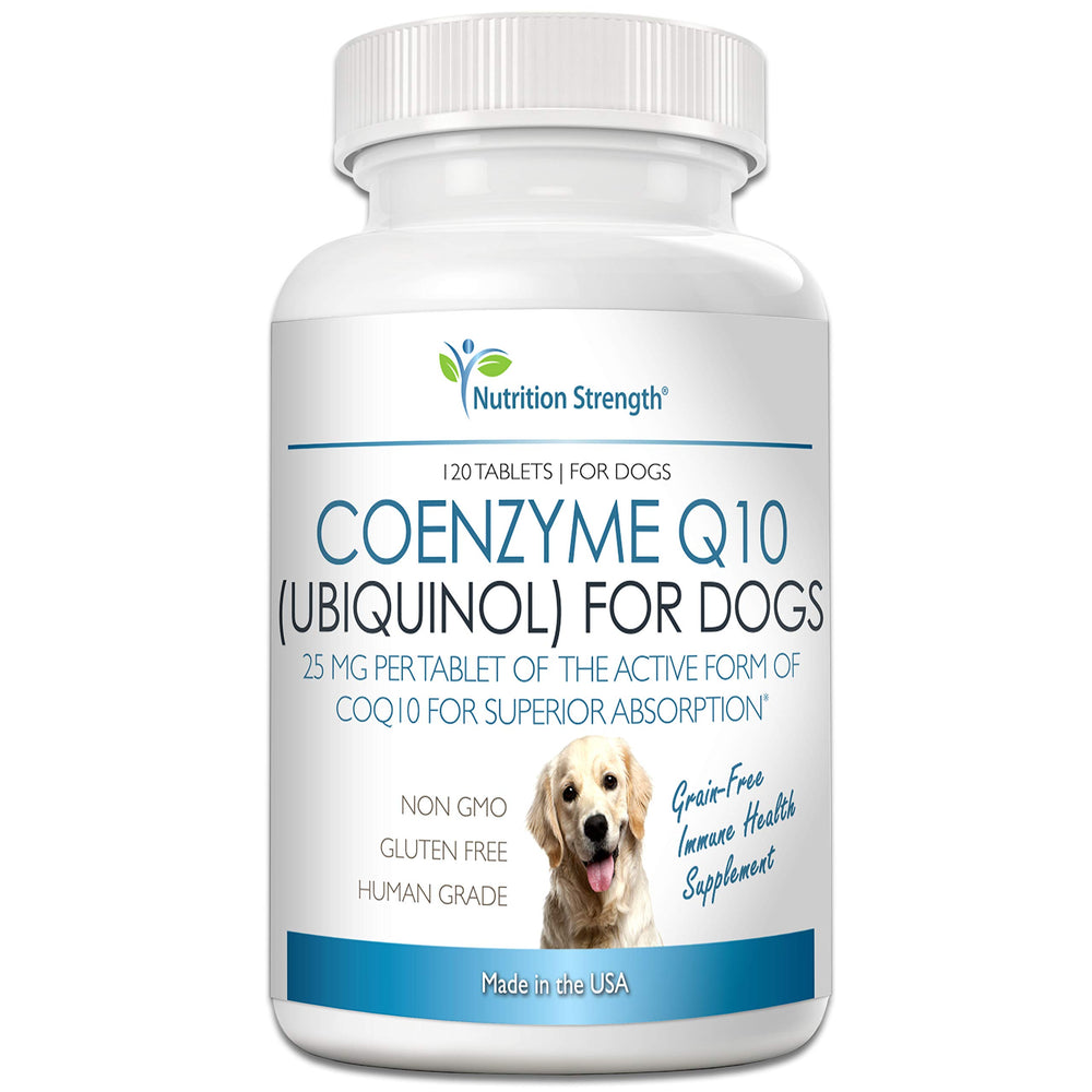 Nutrition Strength CoQ10 for Dogs chewables promote heart health and energy.