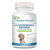 Nutrition Strength calcium phosphorus tablets for dogs support growing puppies' bone health.