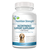 Nutrition Strength dog incontinence bottle on table for easy daily dosing.