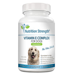 Nutrition Strength dog vitamin E tablets in a bottle support overall wellness