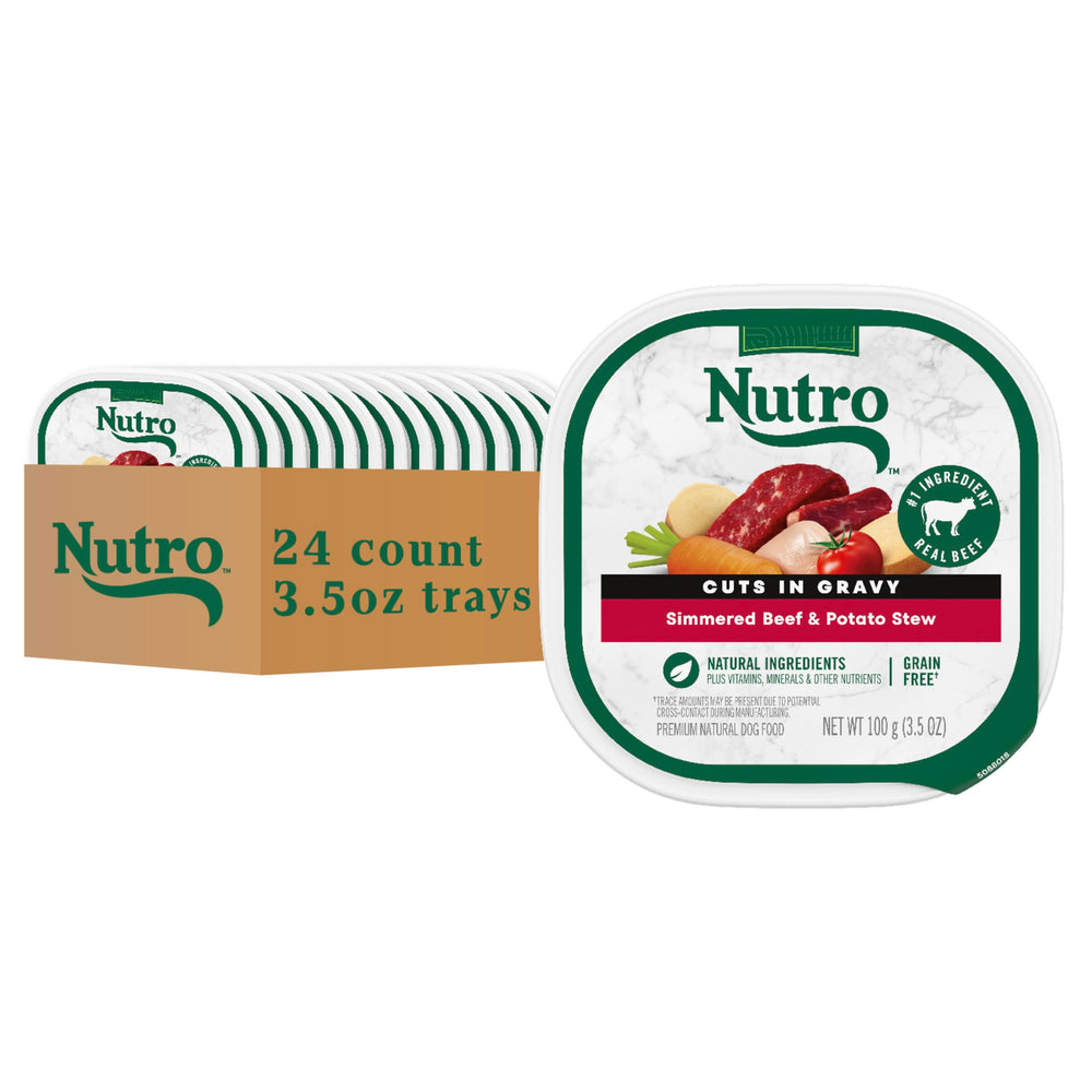 Nutro beef-potato-stew-tray with tender beef chunks in gravy for daily meals