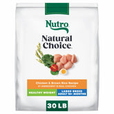 Nutro Natural Choice Large Breed Healthy Weight dog food bag showing the nutritious formula for energy