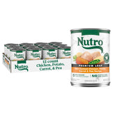 Nutro Natural Choice Loaf chicken cans pack for adult dogs, convenient meals.