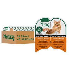 Nutro Perfect Portions cuts in gravy chicken tray closeup showing moist texture for hydration