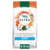 Nutro Ultra high protein puppy food bowl showing real chicken kibble for growing puppies