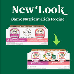 Nutro Ultra turkey entree pate tray highlights grain-free recipe and toppers