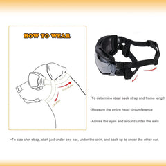 NVTED adjustable-strap eyewear secures fit for medium or large dogs