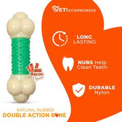 Nylabone Double Action Bone Power Chew XL dimensions image indicates size for extra-large dogs.