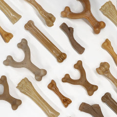 Durable chew material of Nylabone Gourmet Style bone designed for extended sessions.