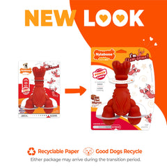 Nylabone Lobster-arched-shape aids comfortable grip during chewing.