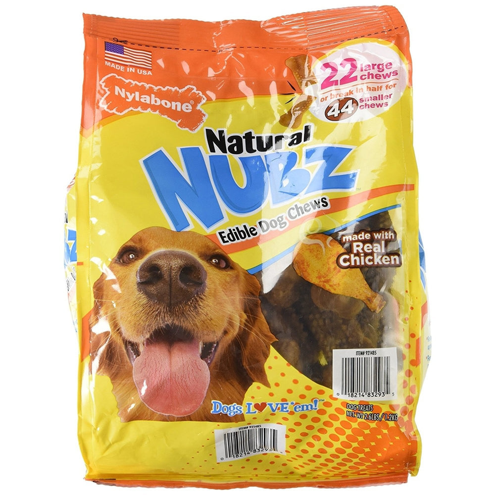 Nylabone Natural Nubz edible dog chew with real chicken for dental care and rewards