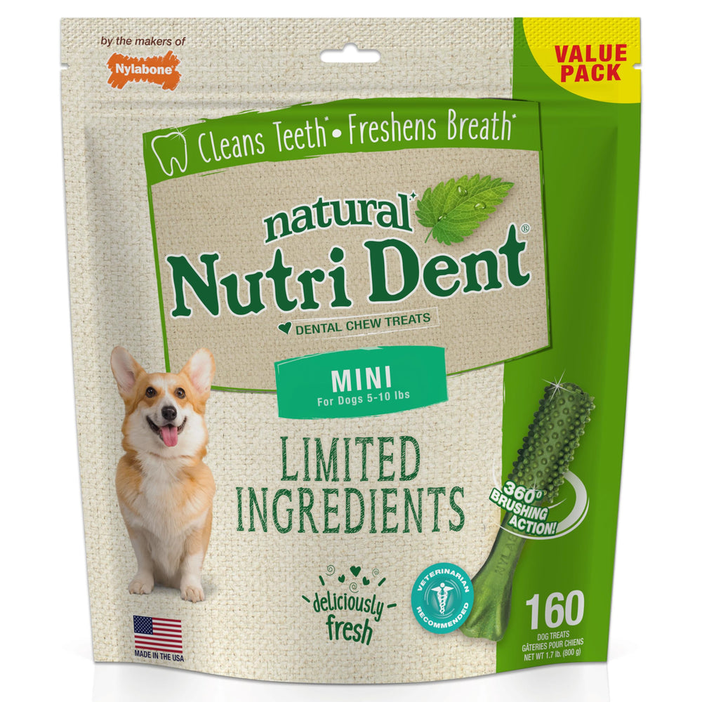 Nylabone Nutri Dent 360-degree nubs clean teeth from all angles for fresh breath