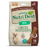 Nylabone Nutri Dent mini filet mignon chews pack shot for dental care support