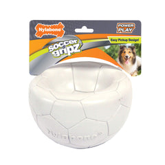 Nylabone Power Play Gripz soccer ball with pickup indent for easy grab