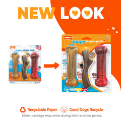 Nylabone Puppy Stages maple-bacon stick toy with wood texture for engaging chewing