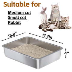 Nyutu litter box with four-inch high sides to reduce scatter