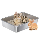Nyutu stainless steel litter box with open top for easy access and containment