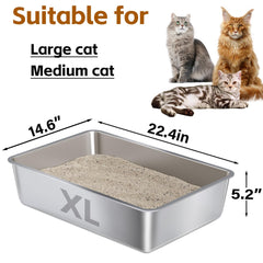 Nyutu XL litter box side view highlighting durable stainless steel build.