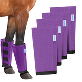 OAHELAKE mesh horse fly boots pack four purple protect legs during rides