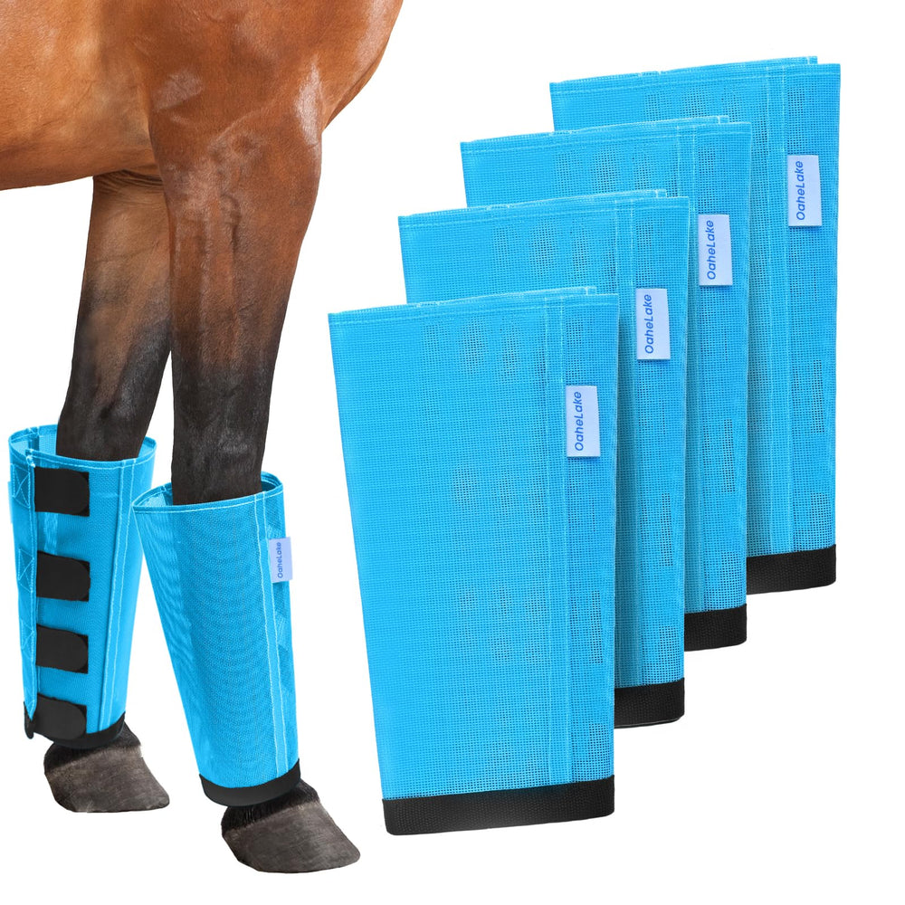 OAHELAKE mesh horse fly boots set of four protect legs from flies during rides.
