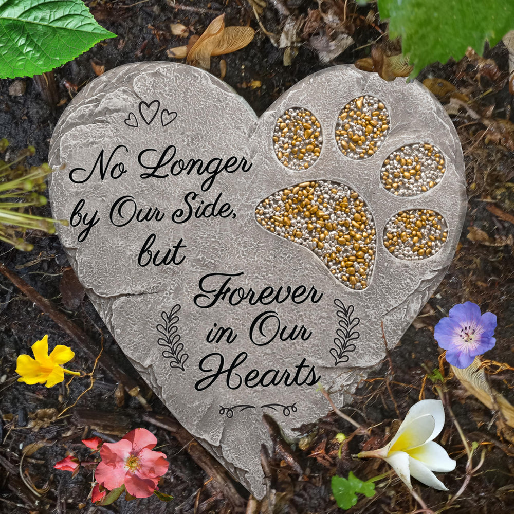 OBSI dog memorial stone with a heart shape to honor your furry friend, for garden or shelf.