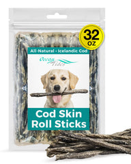 Ocean Tides cod skins 32oz pack—perfect for dogs and cats as a chewy snack.