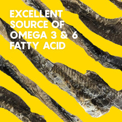 Ocean Tides omega-rich cod skins—rich in healthy fats for a shiny coat.