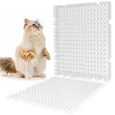 OCEANPAX clear cat scat mat on sofa edge protects furniture without visible mats.