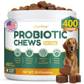 OcePor dog probiotics 400 chews bottle supports daily digestive health.