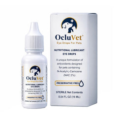 OcluVet Eye Drops bottle close-up for pet eye care and daily comfort.