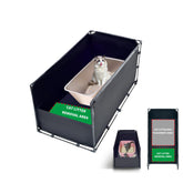 OCMML extra-large litter box enclosure with splash guard keeps litter contained and floors clean.