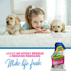 OdoBan Pet Solutions Oxy Stain Remover demonstrates odor neutralization after stain treatment.