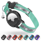 Odokele reflective AirTag collar in green XS front view for high visibility