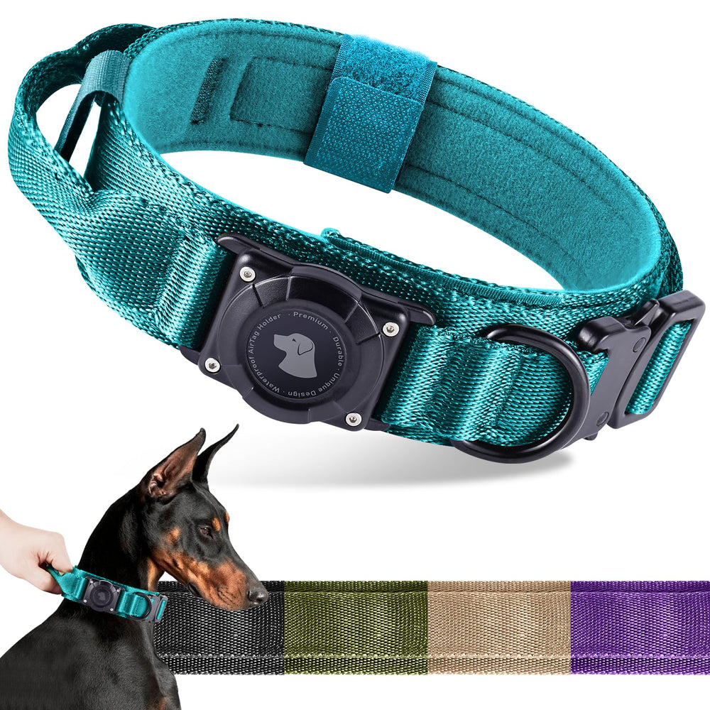 Odokele upgrade waterproof AirTag dog collar blue with secure holder for outdoor adventures
