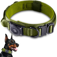 Odokele waterproof AirTag dog collar on outdoor scenery, showcasing water resistance and tracker holder