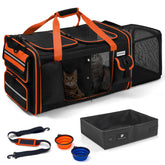 Odoland expandable XL cat carrier offering space for two cats on the go