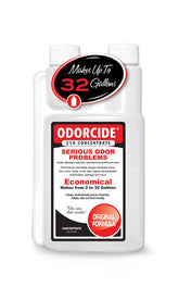 Odorcide 210 bottle close-up showing potent non-enzymatic odor control.