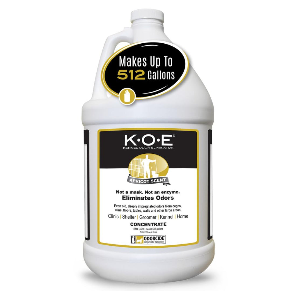 Odorcide K.O.E. Apricot bottle for odor elimination in cages and kennels