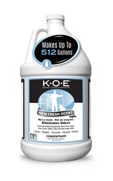 Odorcide K.O.E. Fresh Scent bottle closeup for quick odor elimination in kennels