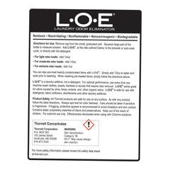 Odorcide label close-up highlights trusted odor control details for home laundry.