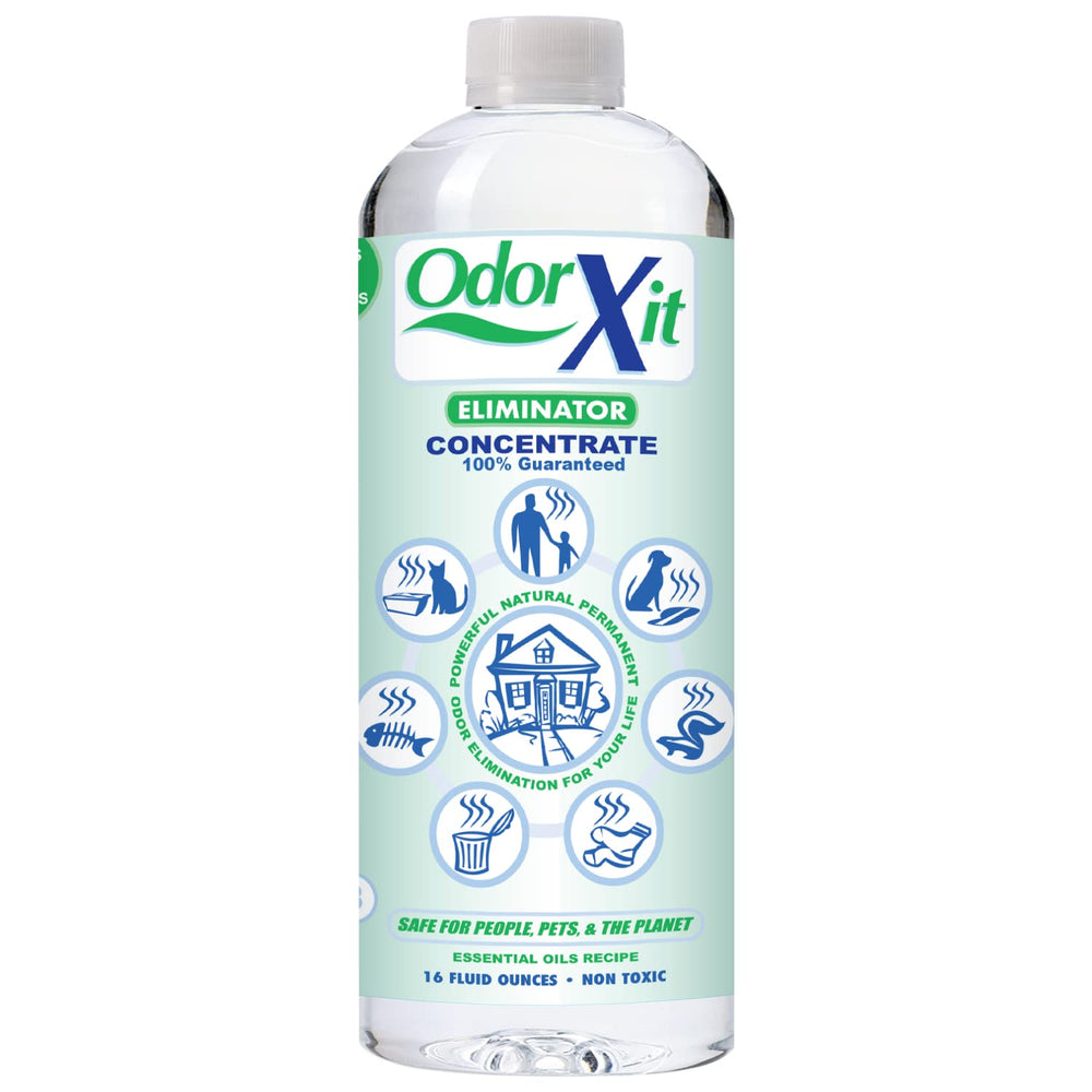 OdorXit concentrated odor eliminator bottle ready to neutralize pet odors on surfaces.