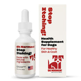 OH NORMAN! Stop Itching bottle and dropper for natural dog itch relief.