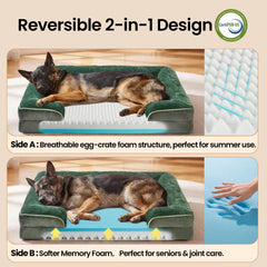 OhGeni egg-crate foam layer view on green bed for breathable support.