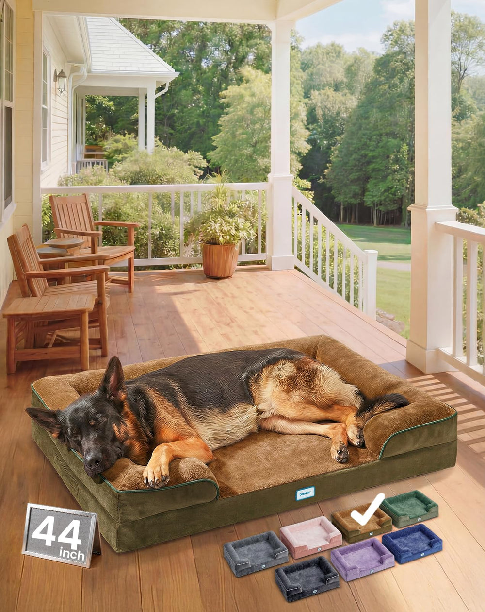 OhGeni orthopedic dog bed cover showing removable fabric for easy cleaning