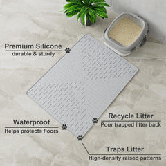 OHMO cat litter mat easy-clean grooves direct litter to center