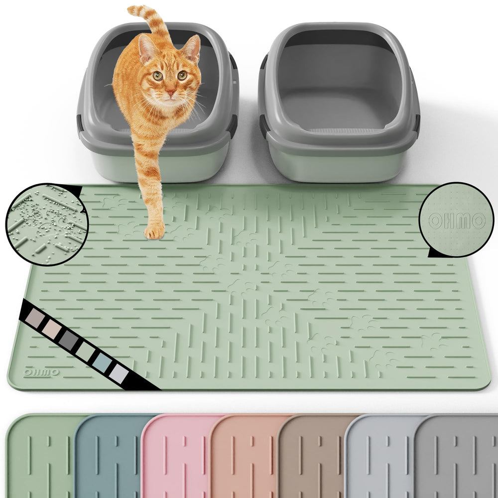 OHMO cat litter mat large sage green traps litter and reduces tracking