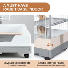Oiibo Deluxe Rabbit Cage side view, spacious interior for lounging